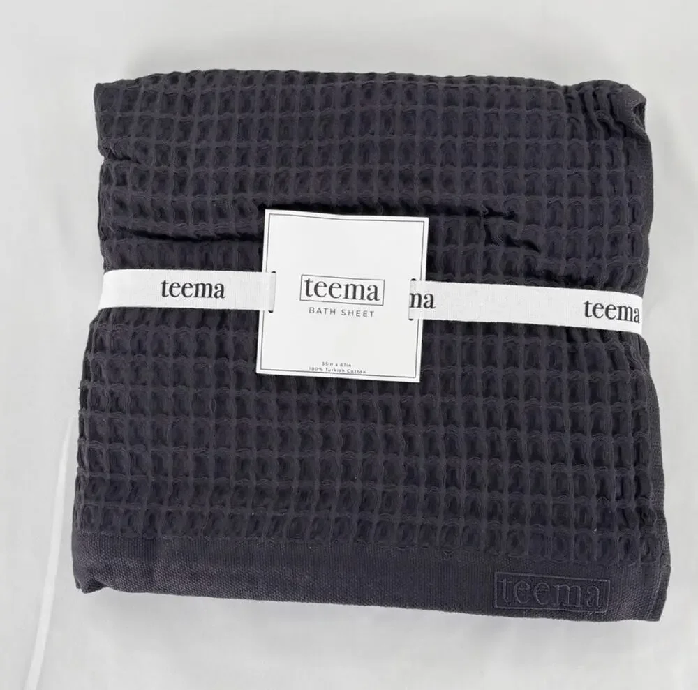 Teema Turkish Cotton Waffle Bath Sheet Towel Charcoal 35